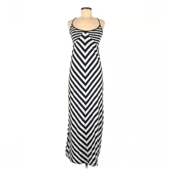 Anthropologie | Saturday Sunday | Navy Stripe Smocked Maxi Chemise Dress Size XS - Picture 2 of 3